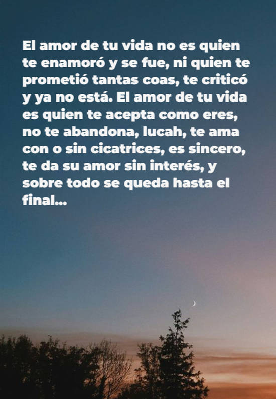 Frase #820226: El amor de tu vida no es quien te enamoró y se fue, ni ...