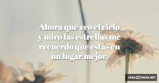 Ahora que veo el cielo y miro las estrellas me recuerdo que estás en un lugar mejor.