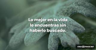 Lo mejor en la vida lo encuentras sin haberlo buscado.