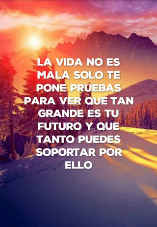 la vida no es mala solo te pone pruebas para ver que tan grande es tu futuro y que tanto puedes soportar por ello