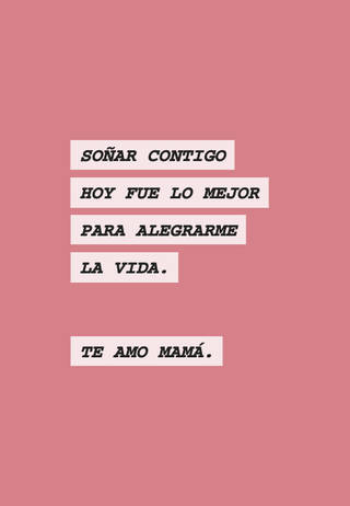 Soñar contigo hoy fue lo mejor para alegrarme la vida. Te amo Mamá.