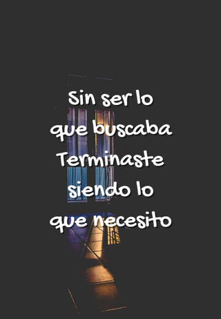 Sin ser lo que buscaba Terminaste siendo lo que necesito