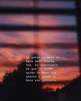 La gente siempre te hará daño alguna vez. Lo importante es que tú sepas quién lo hace sin querer y quien lo hace sin quererte.