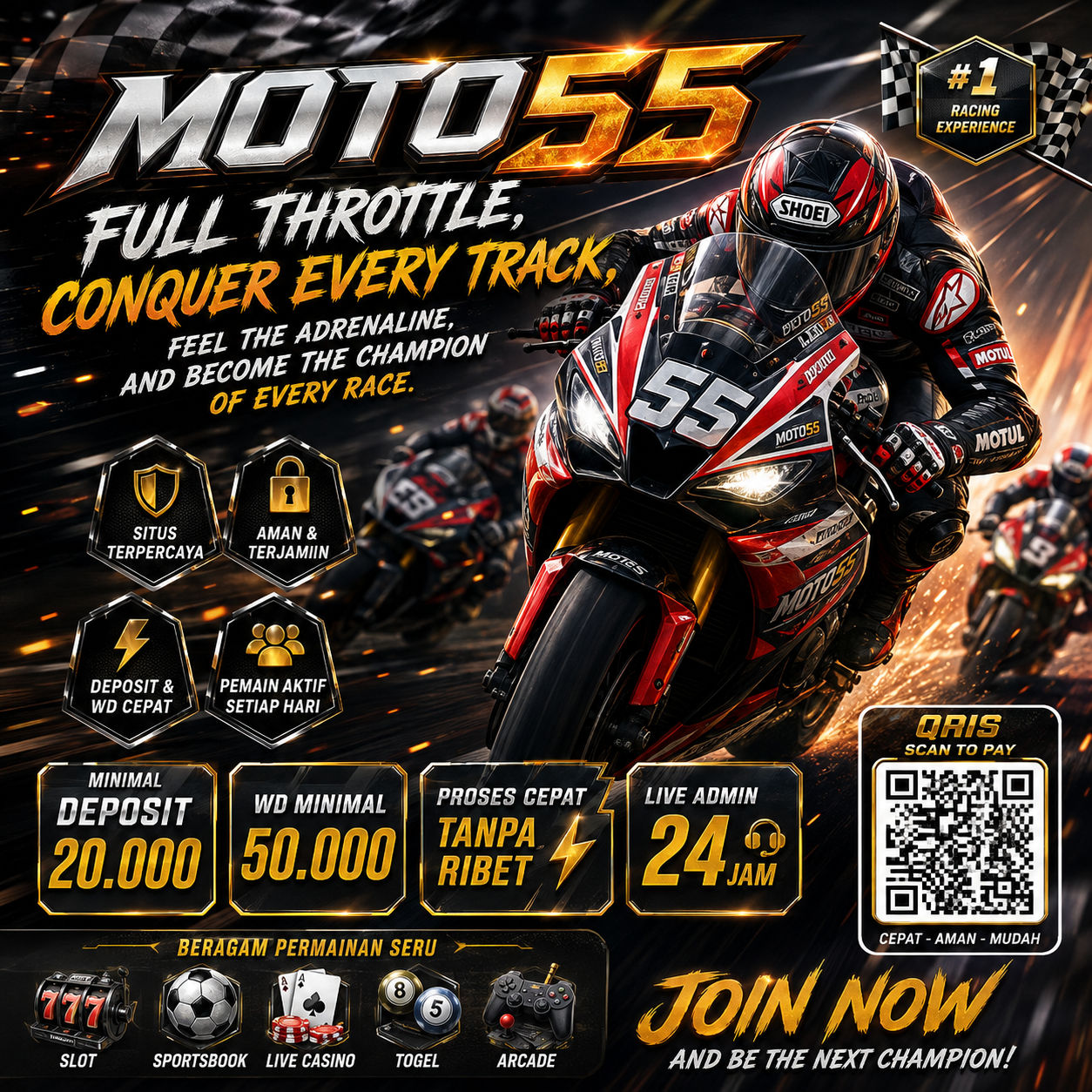 MOTO55 — Full Throttle, Conquer Every Track, Feel the Adrenaline, and Become the Champion of Every Race.