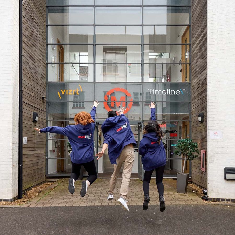 About Us Group Jumping Shot MetFilm School 