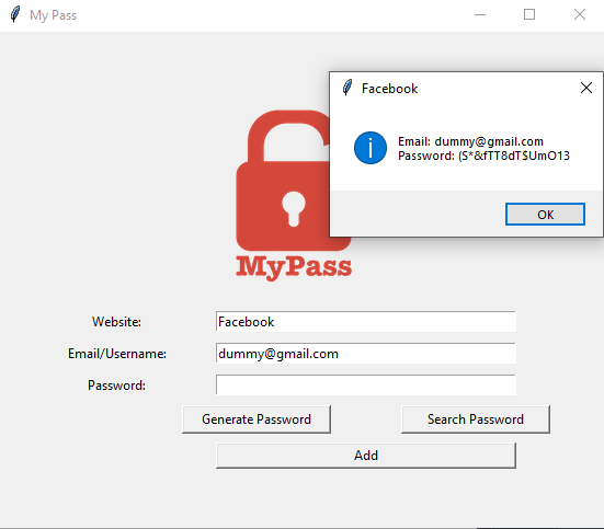 My Pass Interface when using Search button.
