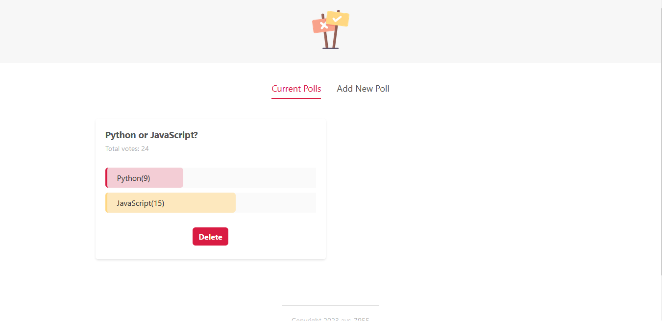 Current polls on homepage