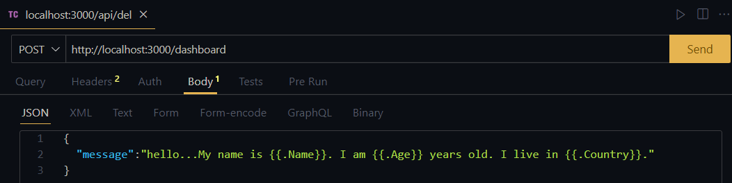 Format to send the JSON object