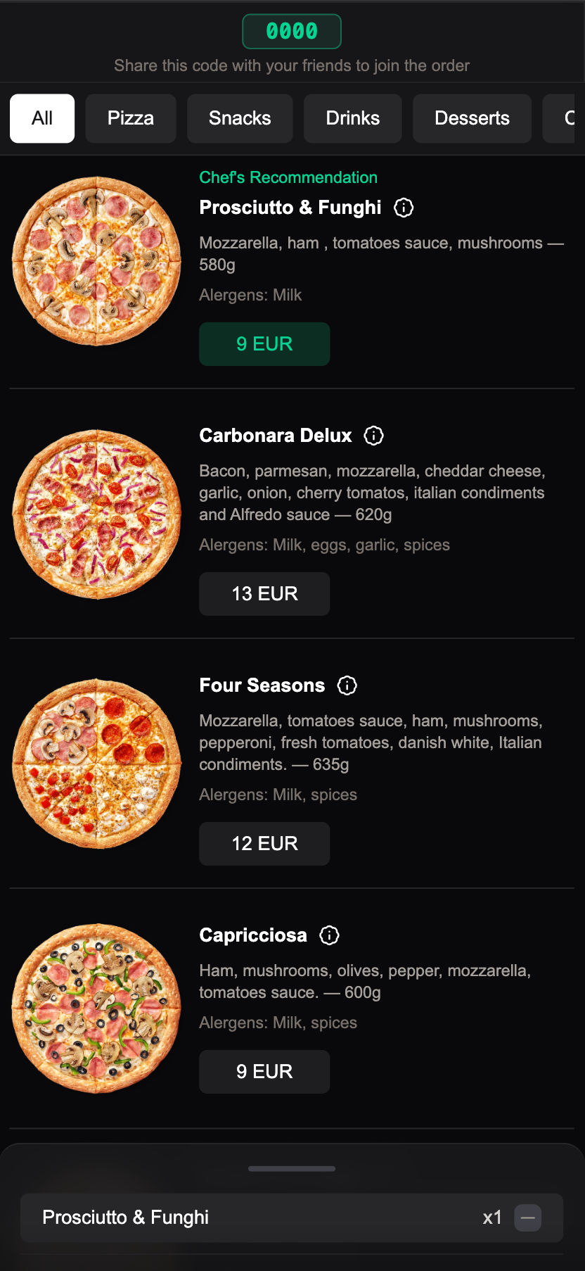 Customer browsing restaurant digital menu on mobile phone after scanning QR code