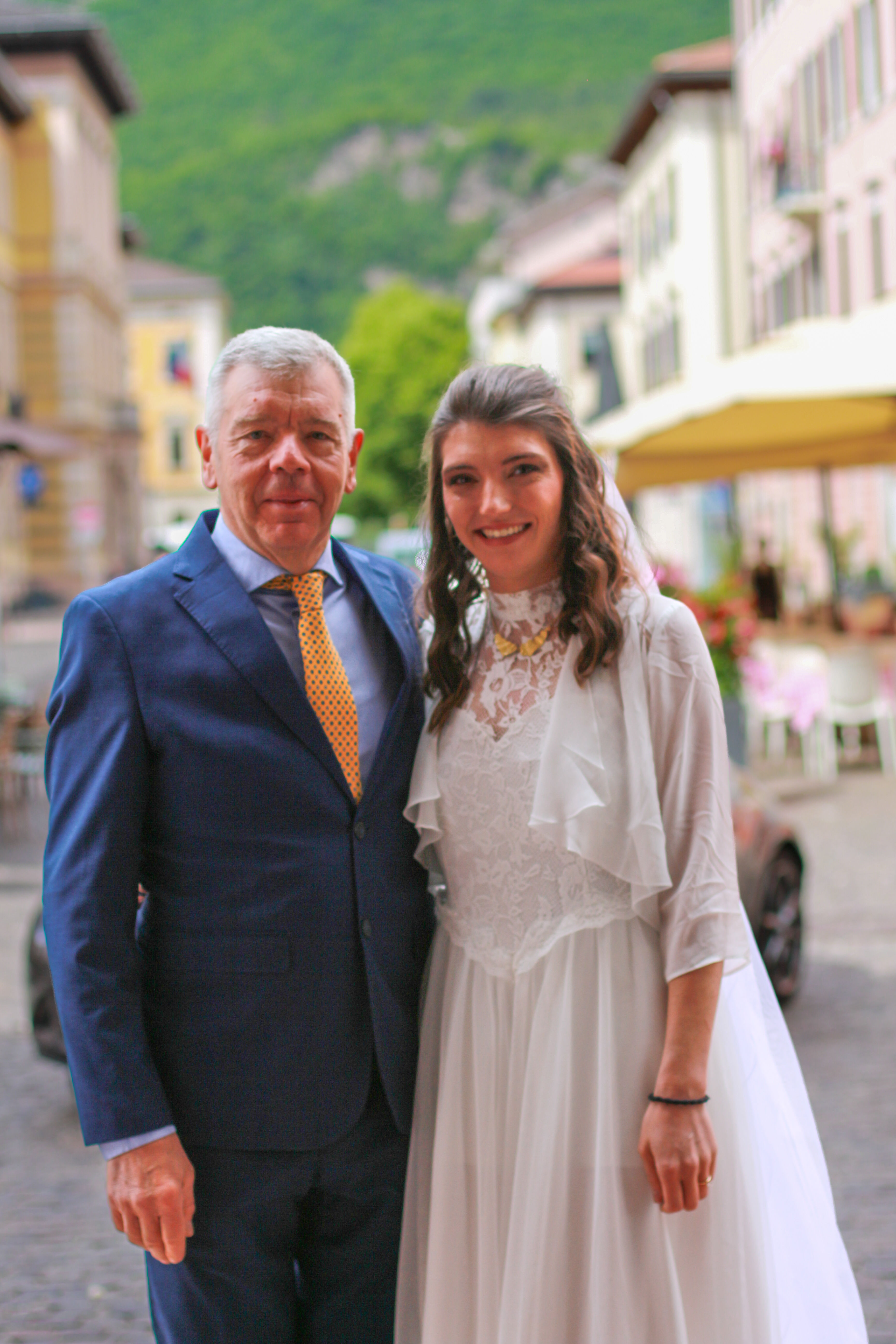 Barbara and her father before the ceremony