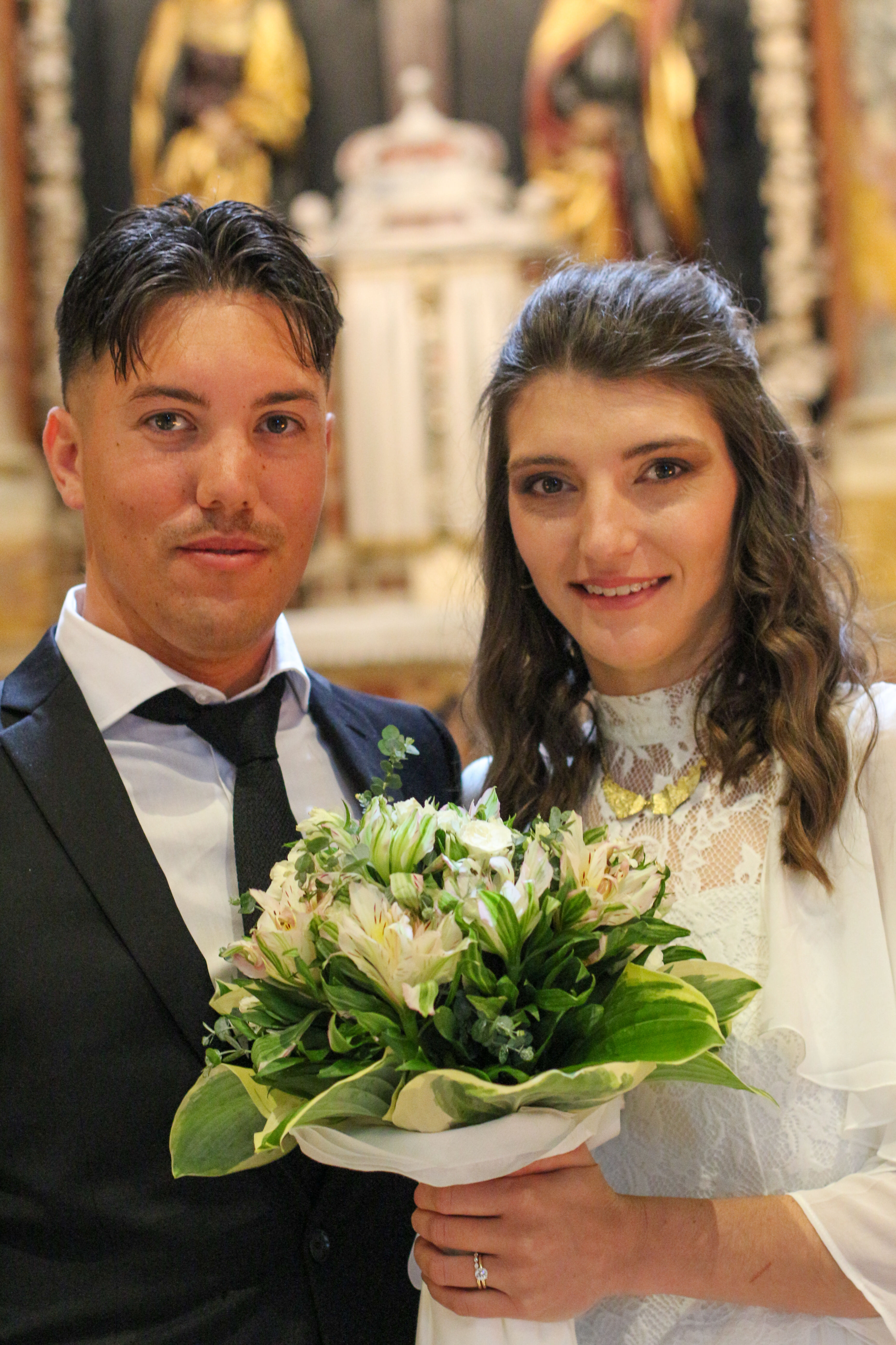 Wedding guests laughing
