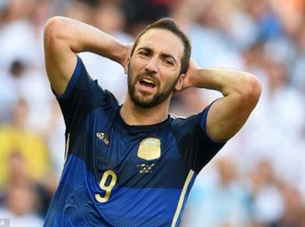 Gonzalo Higuaín během finále mistrovství světa 2014