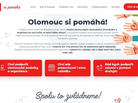 Web projektu Olomouc si pomáhá