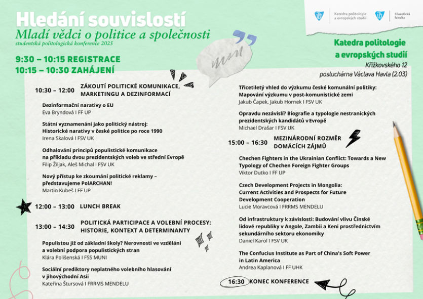 Program letošního ročníku Studentské politologické konference