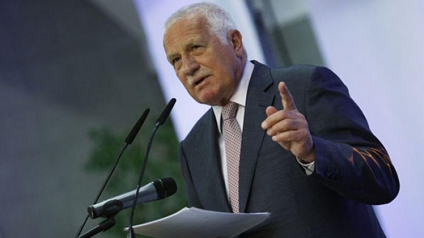 Václav Klaus během přednášky na VŠE