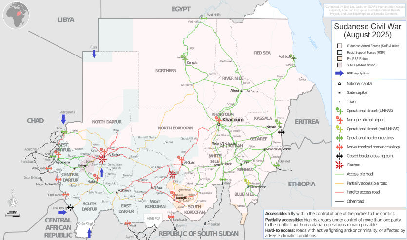 Vývoj súdánské občanské války v srpnu 2025