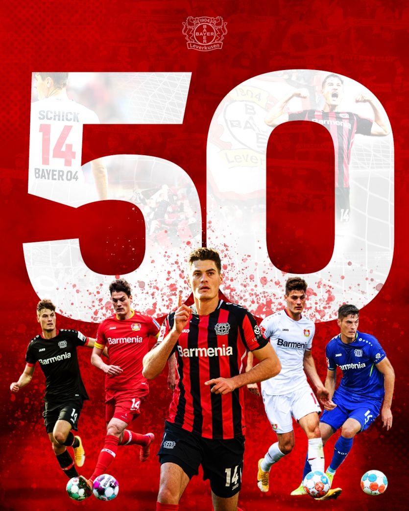 Patrik Schick odehrál 50. zápas za Leverkusen