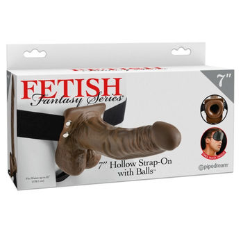 Fetish Fantasy Series 7 Hollow Strap-on With Balls Brown