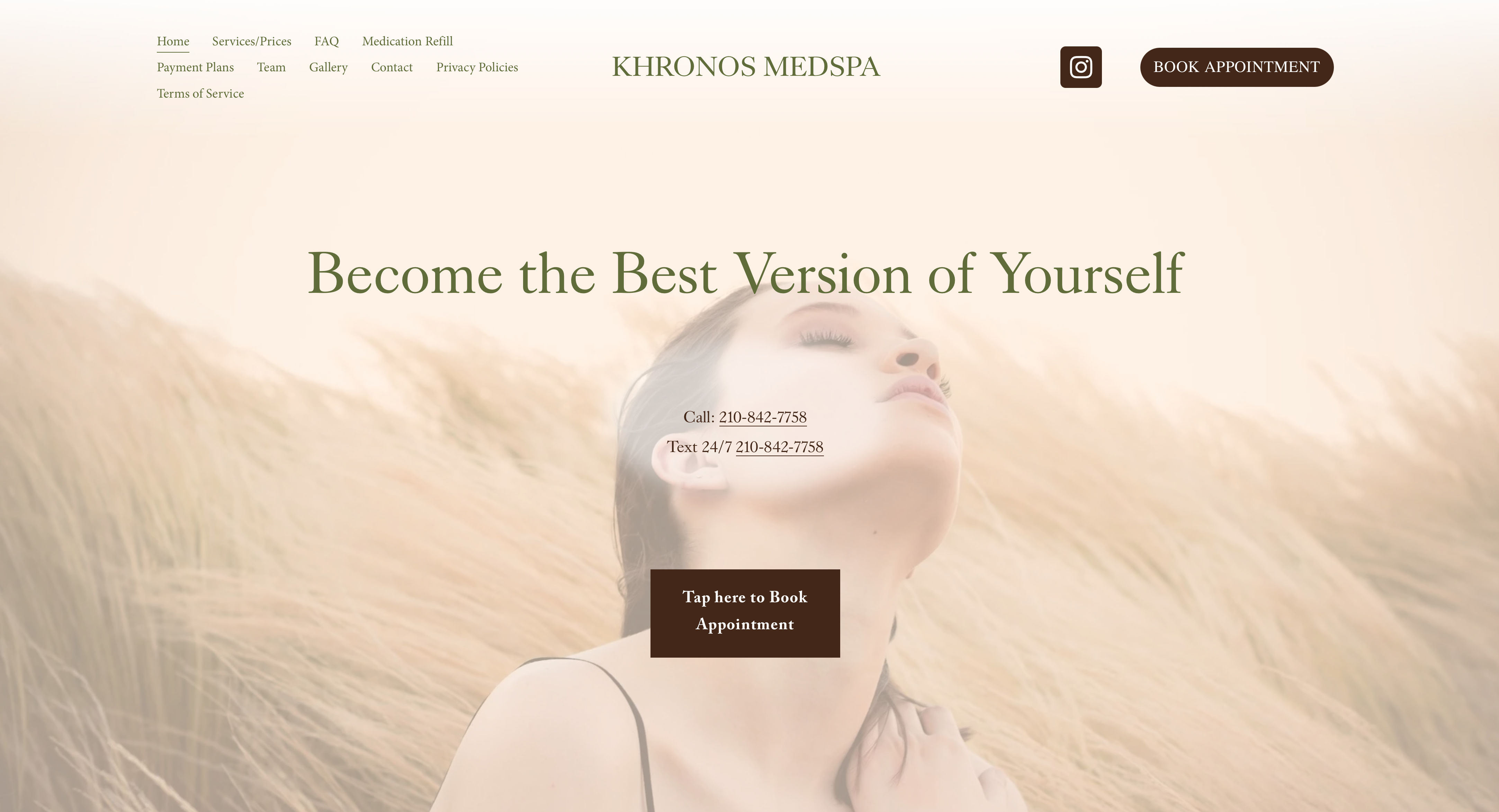Before — typical outdated med-spa website