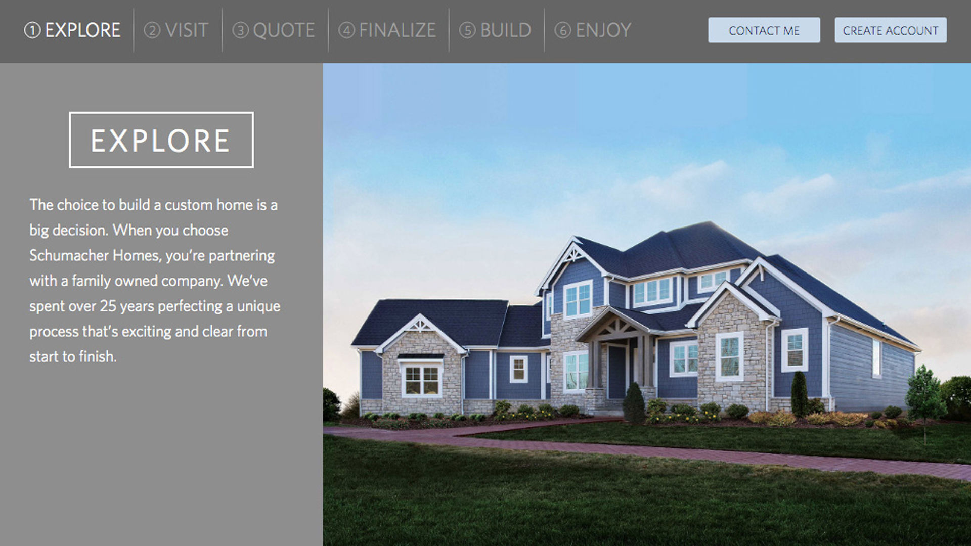 Before — typical outdated custom home builder website