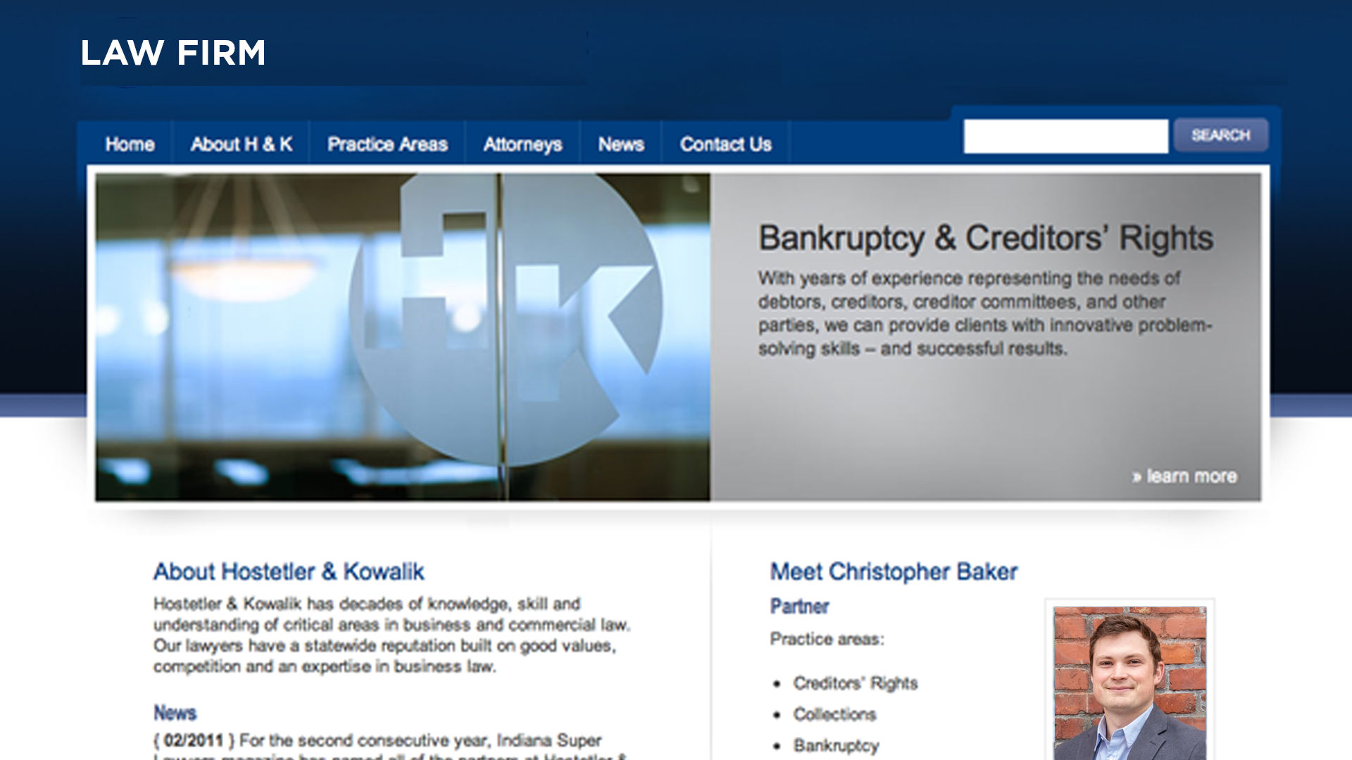 Before — typical outdated law firm website