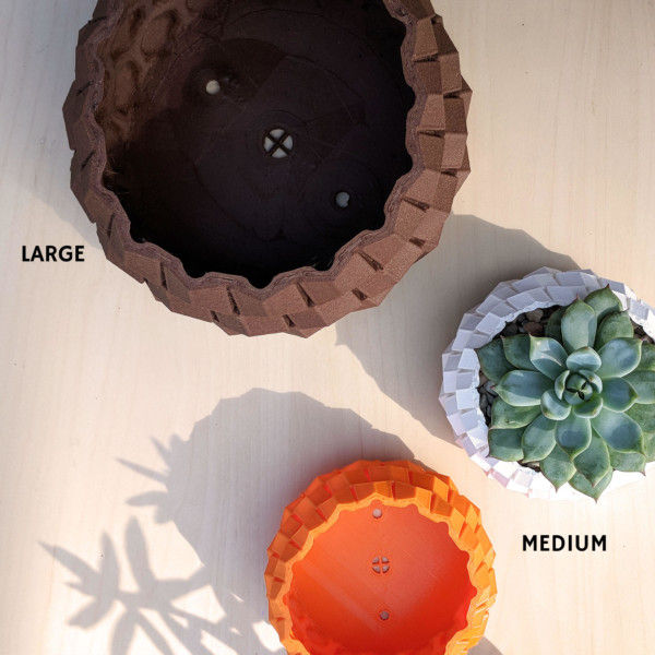 Honeycomb Pot in Cork or Wood ~ Brown, Textured Natural Theme Succulent and Cactus Planter in Corkfill - 3D Printed Pot