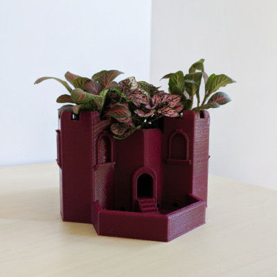 Tri-Tower Castle Planter for Small Succulents, Herb Garden Planter, Cactus Planter for Fairy Garden