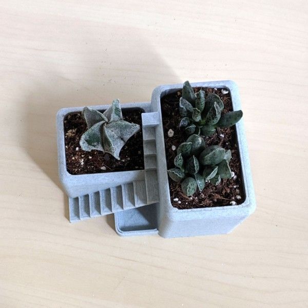 Villa Desk Planter - Succulent Planter 3D Printed, Architectural Pot, Desk Pot, 3D Printed Desktop Planter with Drainage Holes