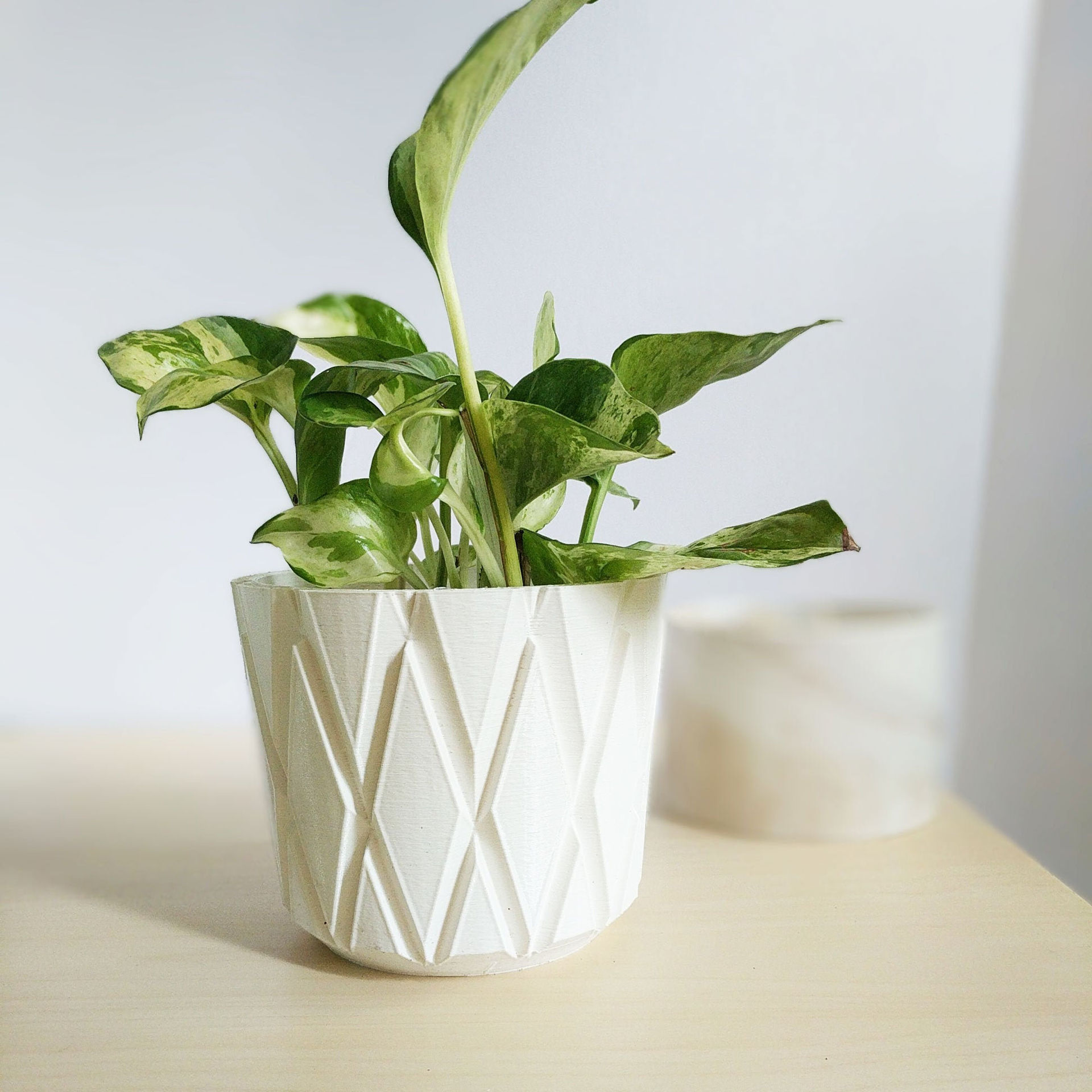 Geometric Cachepot for Houseplants - Modern Minimalist Diamond Pot, Hygge Home Decor, 3D Printed Planter, Decorative Pot, Cache Pot