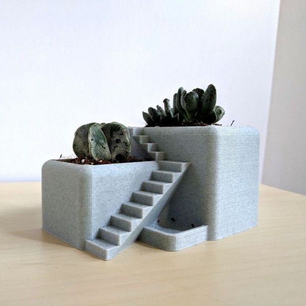 Villa Desk Planter - Succulent Planter 3D Printed, Architectural Pot, Desk Pot, 3D Printed Desktop Planter with Drainage Holes