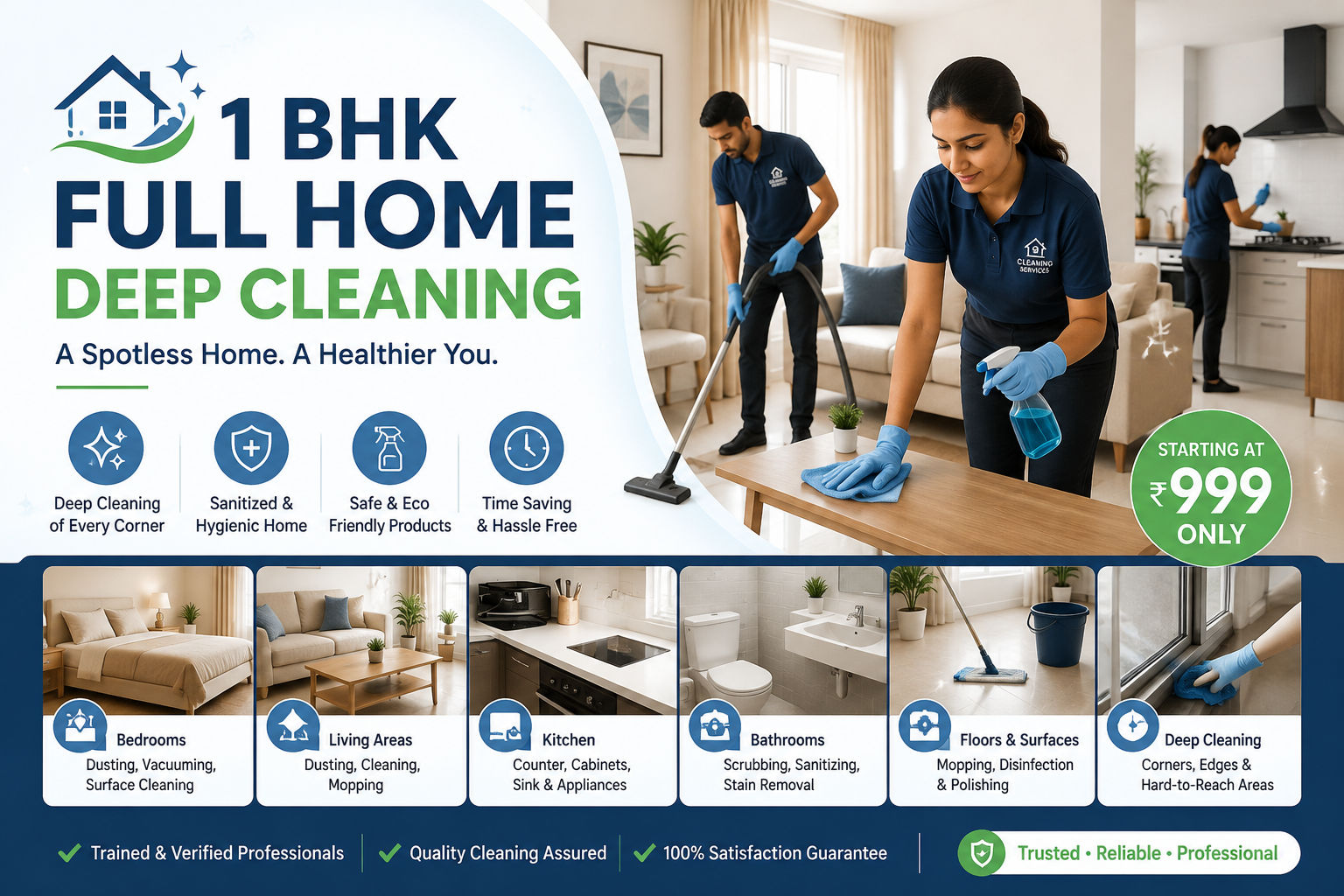 1 BHK full home deep cleaning professional cleaning service