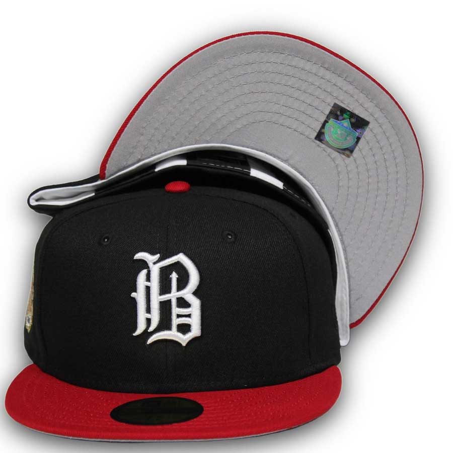 Birmingham Barons Black Red Two Tone Southern League Patch Gray UV 59FIFTY  Fitted Hat