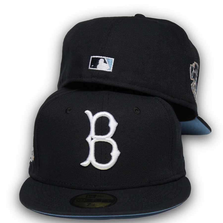 Brooklyn Dodgers Black 50th Anniversary Jackie Robinson Patch Icy Blue UV  59FIFTY Fitted Hat