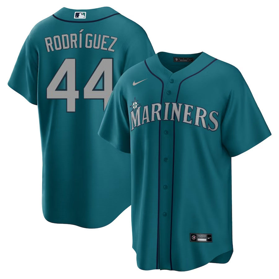 Men's Nike Julio Rodriguez Aqua Seattle Mariners Official Replica Player Jersey Size: Large