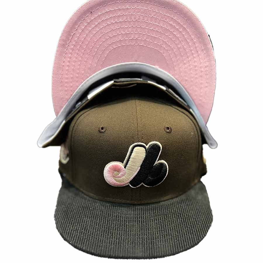 Montreal Expos Black Corduroy Bill 35th Patch Light Pink UV 59FIFTY Fitted  Hat