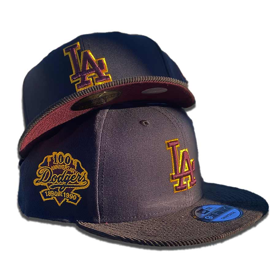 Los Angeles Dodgers Bronze Two Tone Black Corduroy Brim 100th