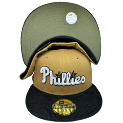 Philadelphia Phillies Two Tone Corduroy Bill 2008 WS Patch Olive UV 59FIFTY Fitted Hat