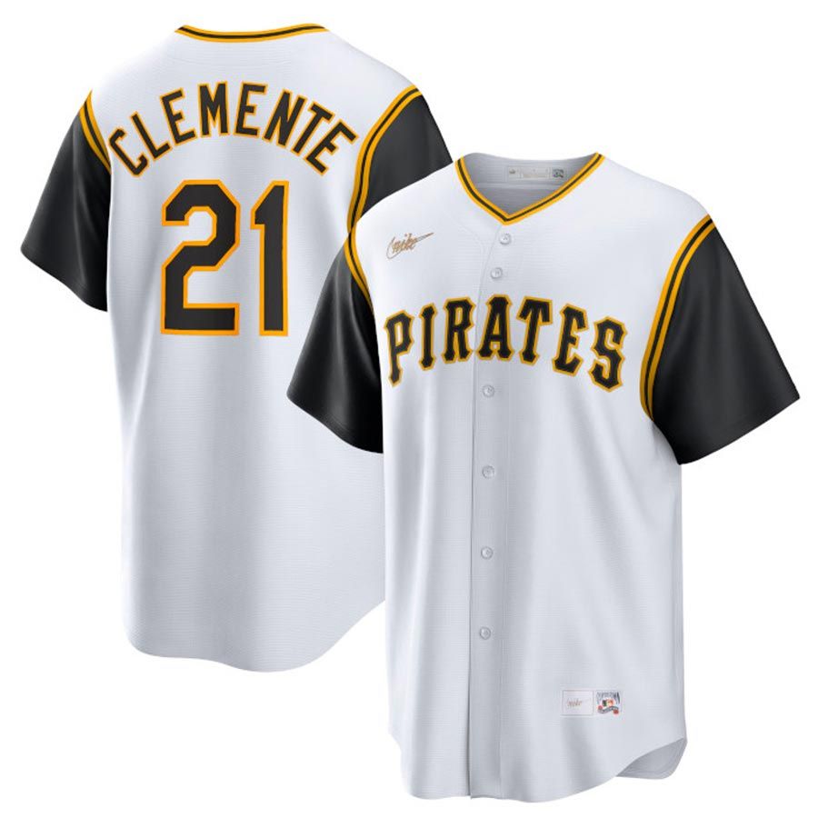 Men's Roberto Clemente Black/Gold Pittsburgh Pirates Cooperstown Collection  Player Replica Jersey