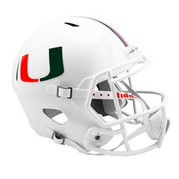 Miami Hurricanes White Riddell Replica Speed Full Size Helmet