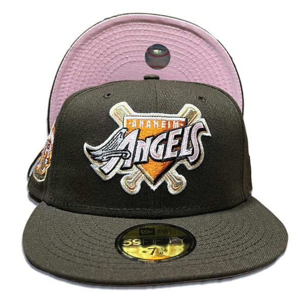 NEW ERA 59FIFTY MLB ANAHEIM ANGELS ANAHEIM LOGO TWO TONE / SCARLET UV  FITTED TRUCKER CAP