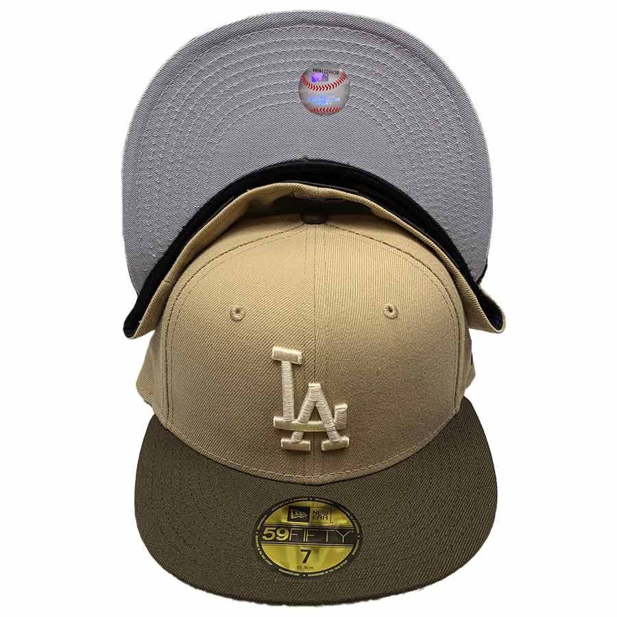 Los Angeles Dodgers Hat 7-1/2 New Era 59FIFTY Fitted Cap Brown
