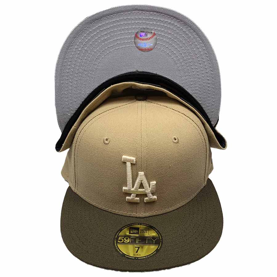 New Era Los Angeles Dodgers 59Fifty Hat, Adult, Black/Black, 7