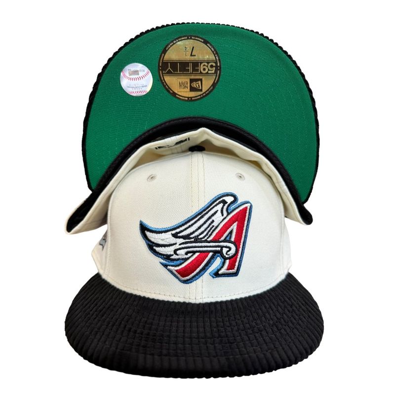 Anaheim Angels Two Tone Corduroy Brim 40th Season Patch Scarlet UV 59FIFTY  Fitted Hat