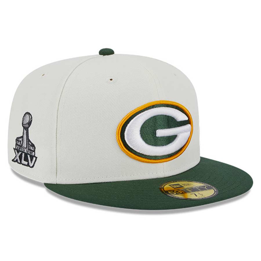Green Bay Packers Chrome Retro MLB Throwback SB XLV Patch Gray UV 59FIFTY Fitted Hat