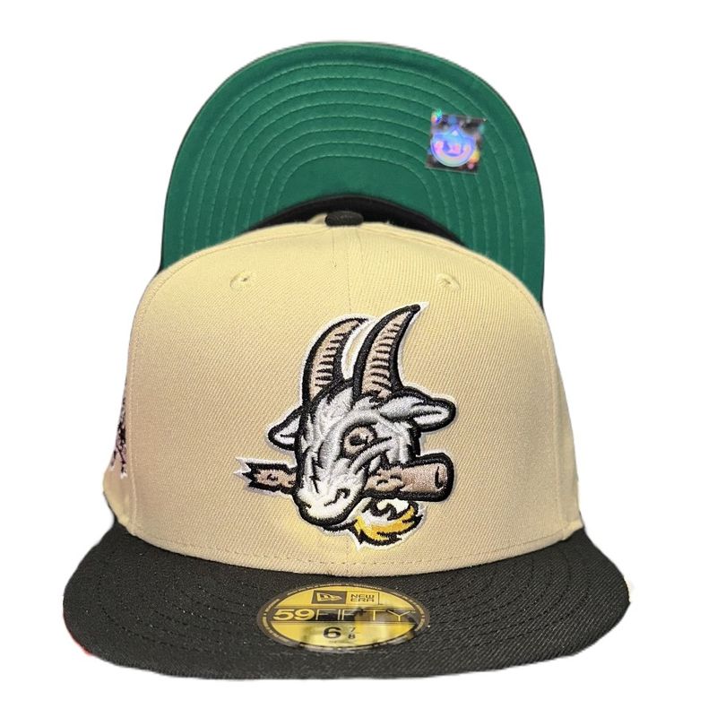 Hartford Yard Goats Tan Two Tone Rookie Pack 2021 All Star Bash Patch Green  UV 59FIFTY Fitted Hat