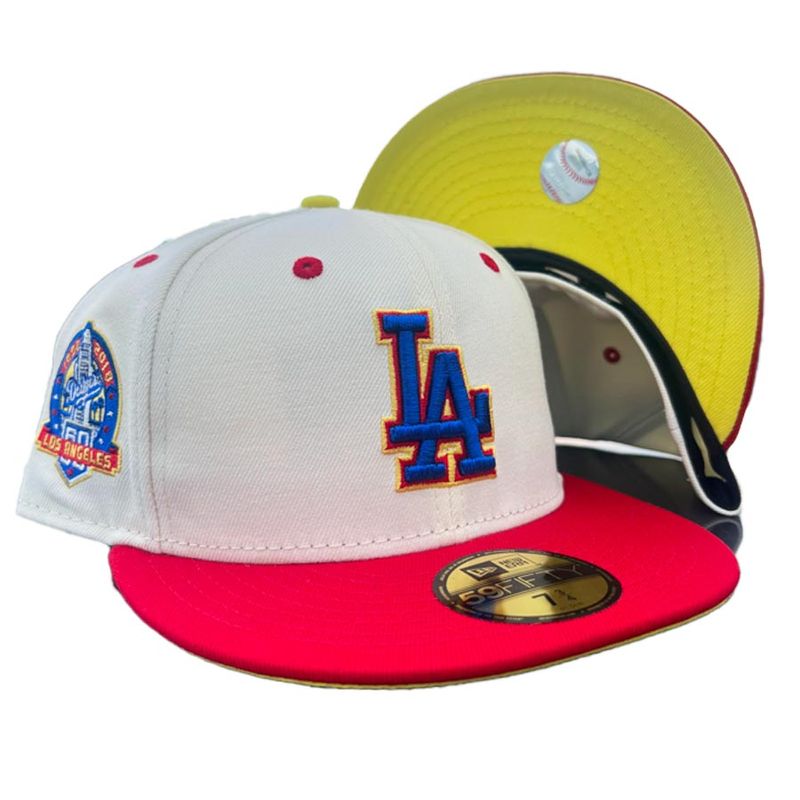 Yellow Chavo UV Fitted Hat Nono 60th Angeles 59FIFTY Chrome Ocho Los De Patch El Dodgers