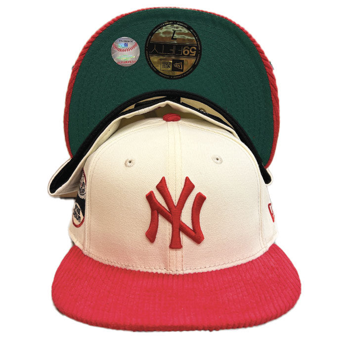 New York Yankees 2022 5950 Cord Visor New Era Fitted Hat (Corduroy Green Under BRIM) 7 3/8