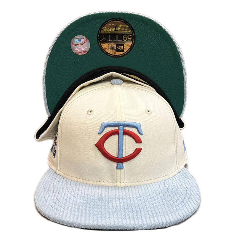 Minnesota Twins New Era Custom Corduroy Brim Cream 59FIFTY Fitted Hat, 7 7/8 / Cream