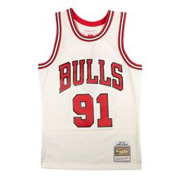 Chicago Bulls Dennis Rodman Cream Mitchell & Ness 1997-1998 Hardwood Classics Swingman Jersey