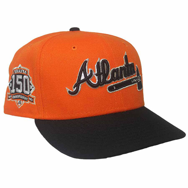 Atlanta Braves Orange Black Netherlands 150th Anniversary Side Patch Gray  UV New Era 59FIFTY Fitted Hat